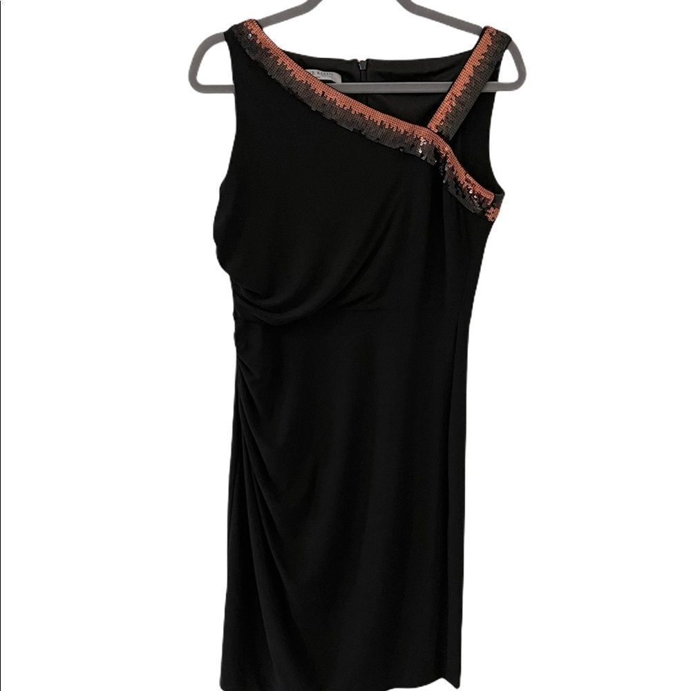 Anne Klein New York Sequin Shoulder Black Dress 6